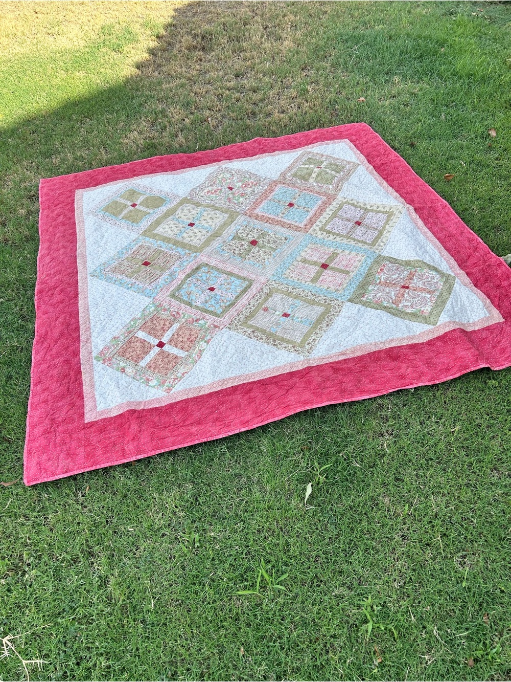 Handmade Pink Patchwork Quilt - Home Bedding
